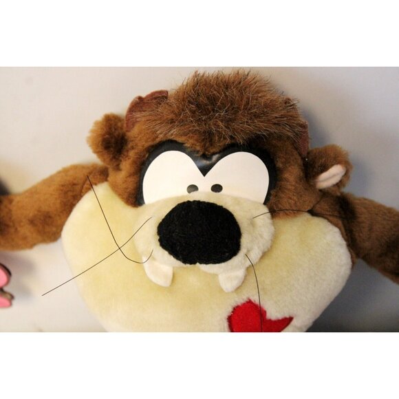 Vtg 1999 WB Looney Tunes Taz Tasmanian Devil Heart Plush 10" Applause Retail Tag - Picture 2 of 10